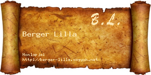 Berger Lilla névjegykártya